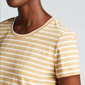 LAFAYETTE 148 NEW YORK The Modern Stripe Cotton T-Shirt in Honeynut Multi Sz M